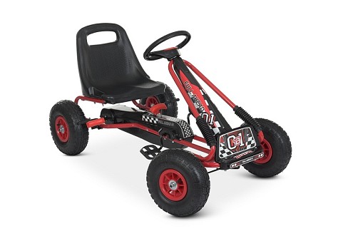 Карт M 0645(2)-3 (1шт) жел, педальний, ручне гальмо, надувн колеса, ланцюгова передача, червоний