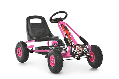 Карт M 0645(2)-8 (1шт) жел,педальний,ручн.гальмо,надувн колеса,ланцюгова передача,рег.сидіння, рожев