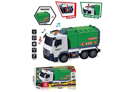 Спецтехніка 688-9 A (24) “Сміттєвоз”, довжина 29 см, підсвічування, звукові ефекти, інерція, гумові