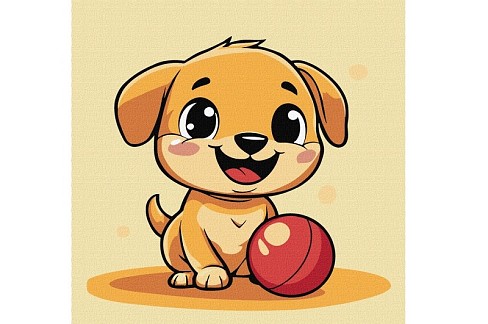 Картина по номерах для дітей Веселий песик" 25х25см  KHO1088"