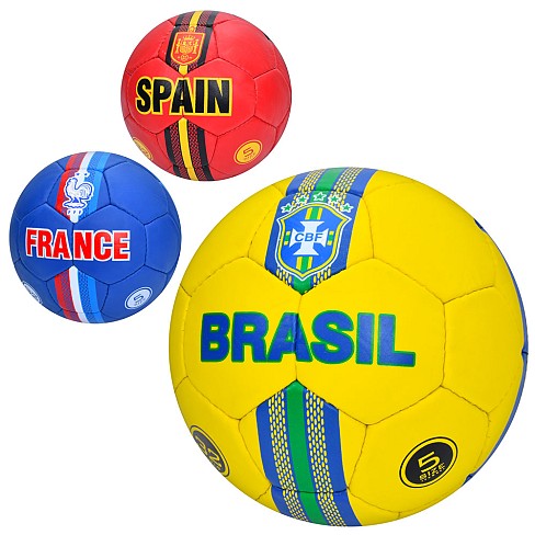 М'яч футбольний 2500-294 (30шт) розмір5,ПУ1,4мм,ручна робота, 32панелі, 400-420г, 3види(країни), в п