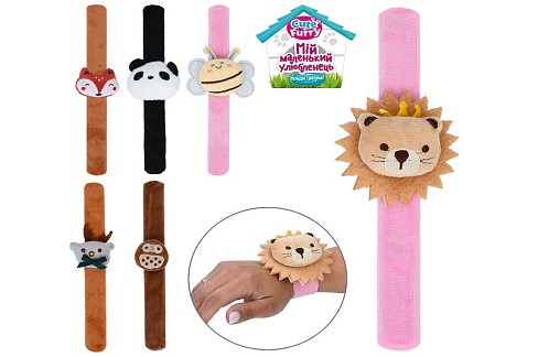 Браслет BRA184 (360шт) 24см, тварина, плюш, мікс видів, у пакеті, 10-25-2см