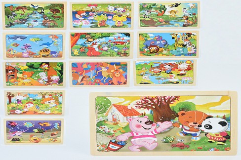 Дерев'яна іграшка Пазли MD 1535 (100шт) 24дет, мікс видів, у пакеті, 22,5-15-0,5см