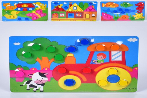 Дерев'яна іграшка Пазли MD 1501 (80шт) 15дет, 4 види, у пакеті, 22,5-15-1,5см