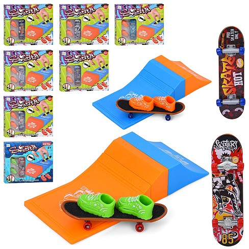 Гра 6688-158-159 (96шт) фінгерборд, міні скейт, 9,5см, трамплин, кросівки, мікс видів, в кор-ці, 20,