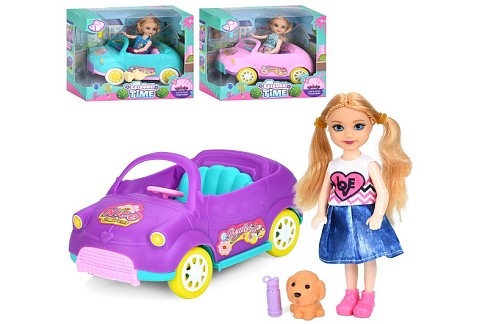 Лялька 898-8 (72шт) 13см, машина 15см, собачка 3см, мікс видів, в кор-ці, 18-15,5-9,5см