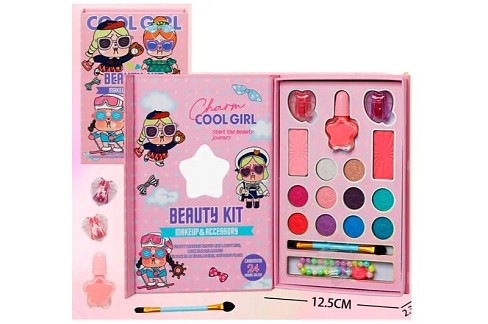 Косметика IG3247 (36шт) тіні, рум'яна, помада 2шт, пензлик, лак, браслет, дзеркало, в кор-ці, 12,5-1