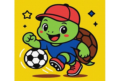 Картина по номерах для дітей Черепашка грає у футбол" 25х25см  KHO1284"
