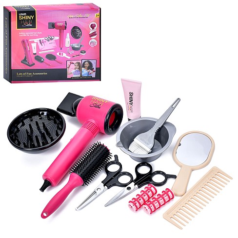 Набір аксесуарів 626030 (24шт) набір перукаря, фен-повітря, ножиці, гребець, набір для фарбування, н