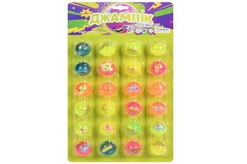 Стрибуни MS 0059-2 (36шт) 3,2см, каучук, набір 24шт, мікс кольорів, фігурка, на листі, 19-33,5-3,5см