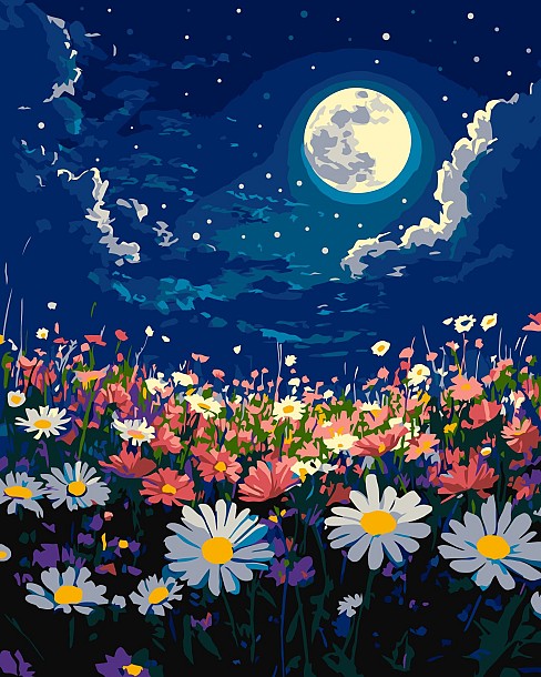 Картина по номерах Містична ніч над весняним лугом" 40х50см  KHO6386"