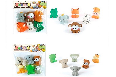 Іграшка для купання 2025-18-29 (84шт) тварини, набір 6шт, 6см, пискавка, 2 види, у пакеті, 20-19,5-4