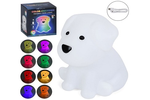 Нічник INT 0032 (24шт) собака 14,5-11,5-13см, світло (білий-2режими, кольоровий), акум, USBзарядне,