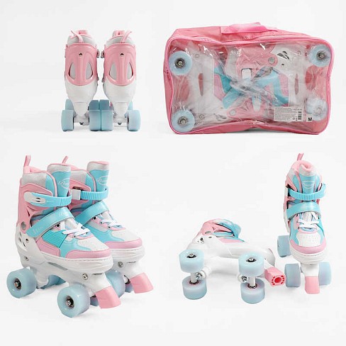 Ролики 1102-40 М розмір 34-38 (6) колір РОЖЕВИЙ, колеса PU, КОЛЕСА ЗІ СВІТЛОМ, устілка 21-23 см, d к