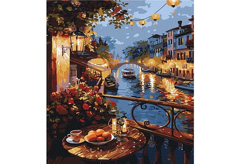 Картина по номерах Вечір набережної з фарбами металік" 40х50см  KHO6438"