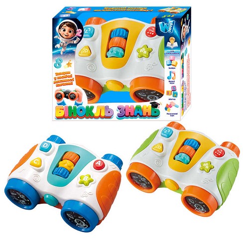 Бінокль знань 66770 (96/2) WToys", 2 види, УКР. МОВА, пісні,абетка,цифри,форми, підсвіч.,тріскачка"