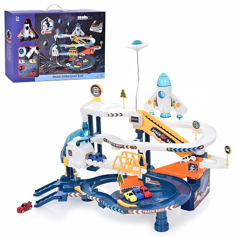 Гараж XZ-1066 (6шт)2 поверхи,космосмічна станція,машинки 6шт(4,5см),музика,на бат-ці, в кор-ці 60-37