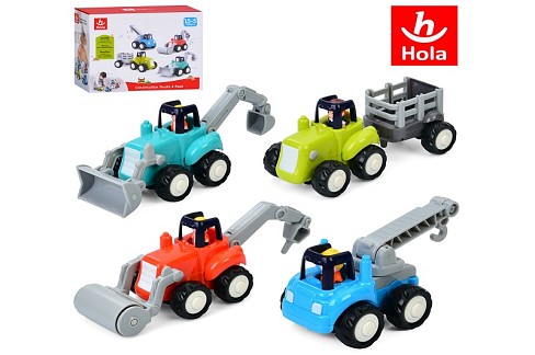 Машинка HA7906 (18шт) інерц, набір 4шт, будтехніка, від 9см, рухливі деталі, в кор-ці, 21-16,5-8,5см