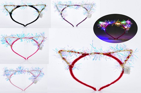 Аксесуар для волосся FG24030554B УПАК10 (420шт) обруч,вушка-дощик,світло-3реж,5 кольорів,на бат(табл