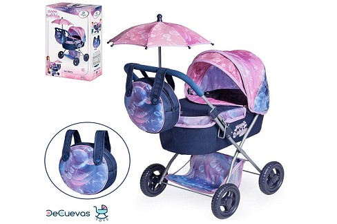 Коляска 85076 (6шт) для ляльки, класика, ш38-д65-в60см, корзина, сумка, парасолька, метал, в кор-ці,