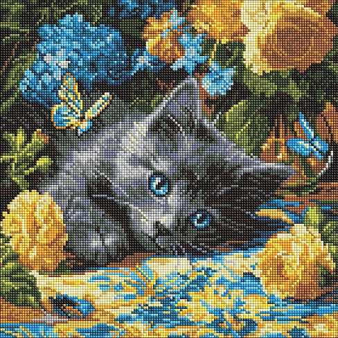 Набір з алмазною мозаїкою Кошеня блакитнооке" 40х40см  AMO8340"