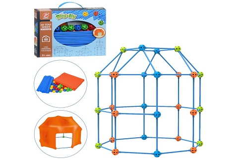 Конструктор 136-2 (18шт) намет, каркасний, тканина 160-120см, трубки 60шт (31см), з'єднувачі 28шт, 8