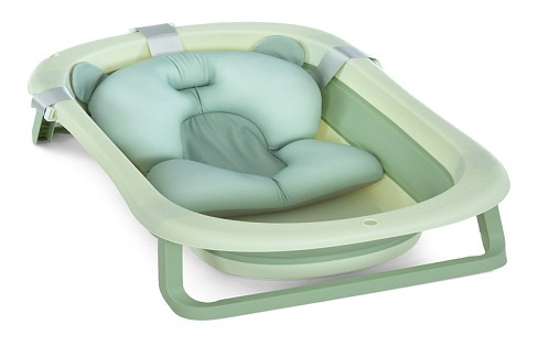 Ванночка ME 1151 PLUS Pale Green (1шт) дитяча, з термометром, вкладиш, силікон, складана 78,3*49,3*2