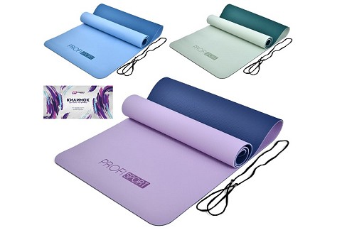 Йогамат MS 0613-26 (12шт) для йоги/фітнесу, TPE, 183-61см, 6мм, двокольоровий, 3 кольори, у пакеті,