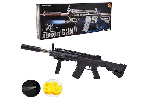 Автомат арт. 1239-1B (18шт) бат.., лазер, ліхтарик, кульки короб. 62 * 25,5 см