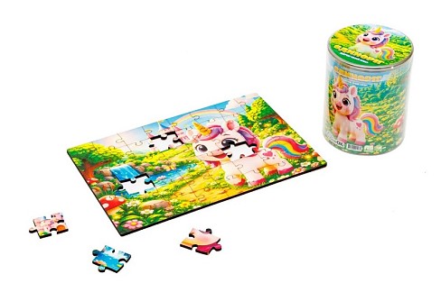 Дерев'яний пазл Єдиноріг A5 в тубусі  Puz-05002