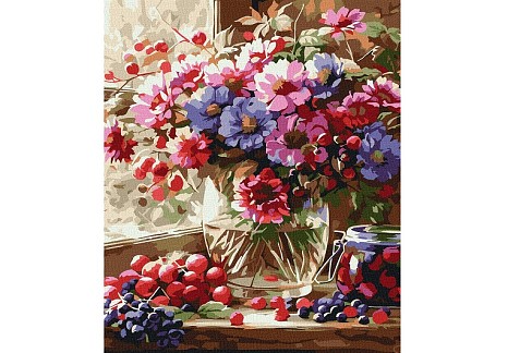 Картина по номерах  Букет і фрукти" 30х40cm  KHO5693"