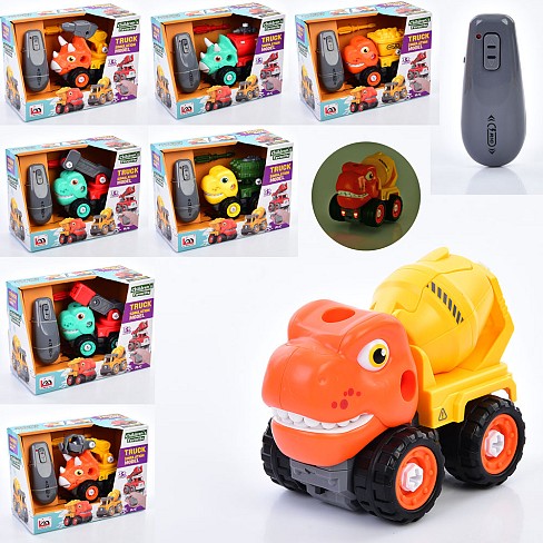 Конструктор LM9102-3-4-5-12-14-15-23Y (36шт) на шурупах, транспорт-динозавр, Р/К, 14 см, світло, 8 в