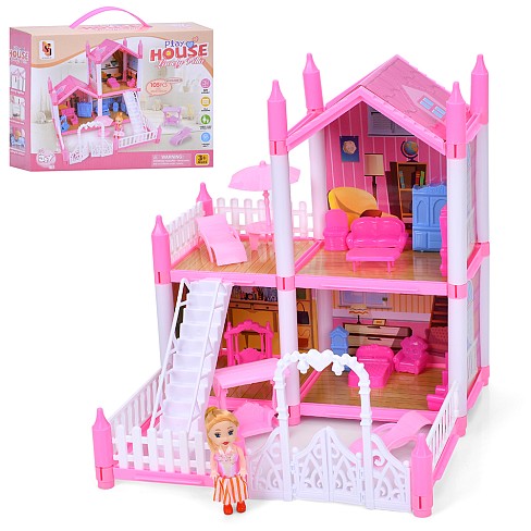 Будиночок DSJ588-14 (36шт) 30,5-31-в35см, 2 поверхи, меблі, лялька, 107 деталей, в кор-ці, 28-21-7см