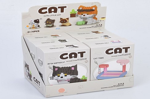 Конструктор W1523 (288шт) кіт, від 126дет, 6видів (1вид-столик), в кор-ці, 16,5-11,5-УПАК6шт