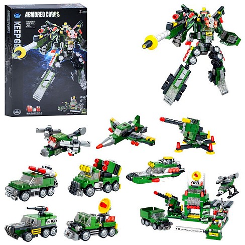 Конструктор BB057 (18шт) робот, військова база, транспорт, 721дет, в кор-ці, 27-42-6,5см