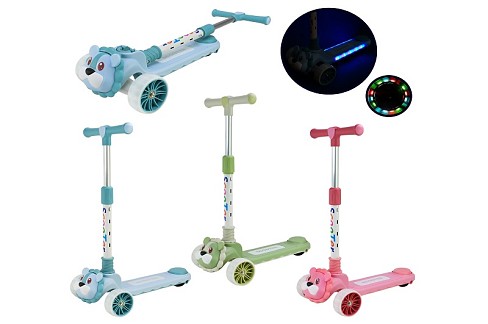 Самокат дитячий 3-х коліс  арт. SC2620 (10шт) складний, колеса PU світло, муз.3 кольори, батар.,звук