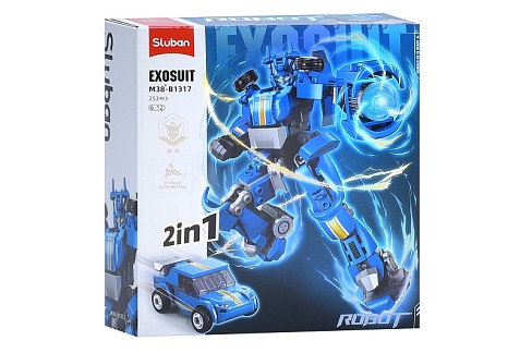 Конструктор SLUBAN M38-B1317 (32шт) 2в1(робот 16,4см, машина), фігурка, 253дет, в кор-ці, 22-23,5-7с