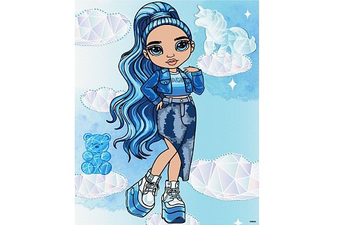 Картина по номерах для дітей Rainbow High. Skyler" зі стразами 30х40см  KHO1337"