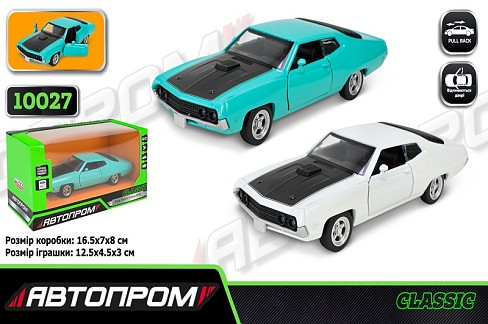 Машина мет. АВТОПРОМ  арт. 10027 (48шт/2) 5 inch Ford Torino Cobra?1970?,відкр.двері, 2 вида у короб