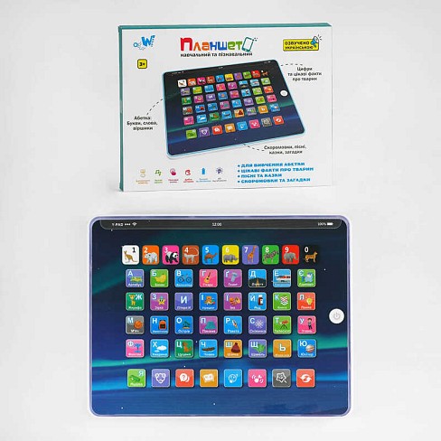 Планшет TK 09912 (36) WToys", УКР. МОВА, 7 режимів, LED підсвічування, абетка, цифри, загадки,пісні"