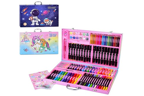 Набір для творчості MK 5439 (10шт) 152предм, фарби, олівці, фломастери, віск.крейда, скріпки, 2 види