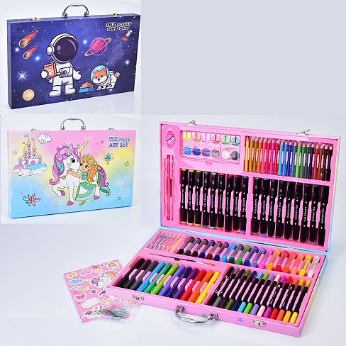 Набір для творчості MK 5439 (10шт) 152предм, фарби, олівці, фломастери, віск.крейда, скріпки, 2 види