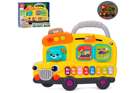 Піаніно 8872 (12шт) автобус, 23,5-21-4,5см, музика, звуки транспорту, світло, літак(рухливий, тріска