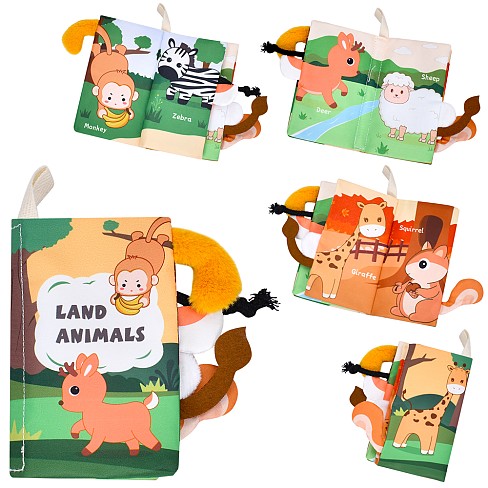 Книжка  QBX181A (75шт) 14-8-1,5см, підвіска, тварини, шуршить, слова англ., у пакеті, 16,5-21-1,5см