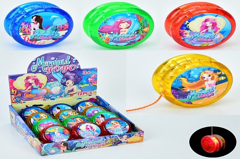 Йо-йо MR 1371-1 Упак12шт (72шт) 6,5см, принт-русалка, світло, бат(табл)4 кол/мікс вид, 12шт в диспл