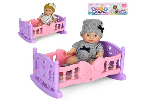 Ліжечко з лялькою YL2520K-A-DM-UA (30шт) ліжко 24-16-в13см, пупс 22см, 2 види, у пакеті, 20-33-9см