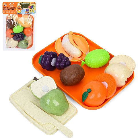 Продукти W8011 (96шт) на липучці, фрукти, піднос, дошка, ніж, у пакеті, 20-30-6см