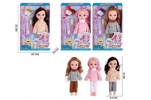 Лялька арт. 6063B-1 (60шт/2)   мікс 4 види, в зимовому вбранні, аксес короб. 20*7*33 см