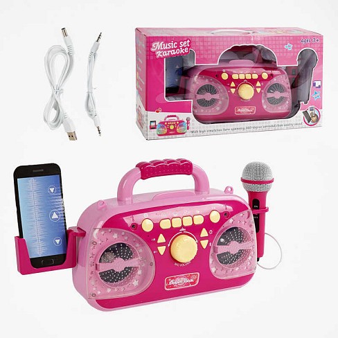 Караоке 5021 (12/2) підсвічування, мікрофон, Bluetooth, MP3-кабель, USB-кабель, працює від мережі, в