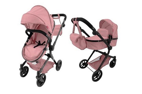 Коляска для ляльки 2в1 CARRELLO ALFA 9707 POWDER PINK з сумкою метал.кор.51*15,5*39,5 /1/